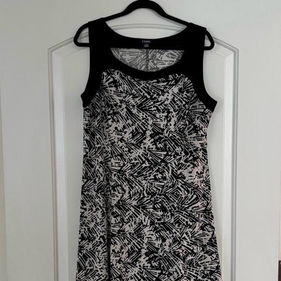 Chaps Knee Length Fit and Flare Black & White Dress XL - Picture 2 of 10